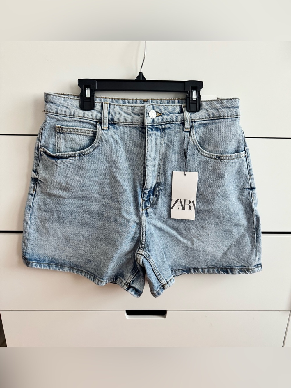 Zara MOM  Blue Denim High-Waist Jean Shorts